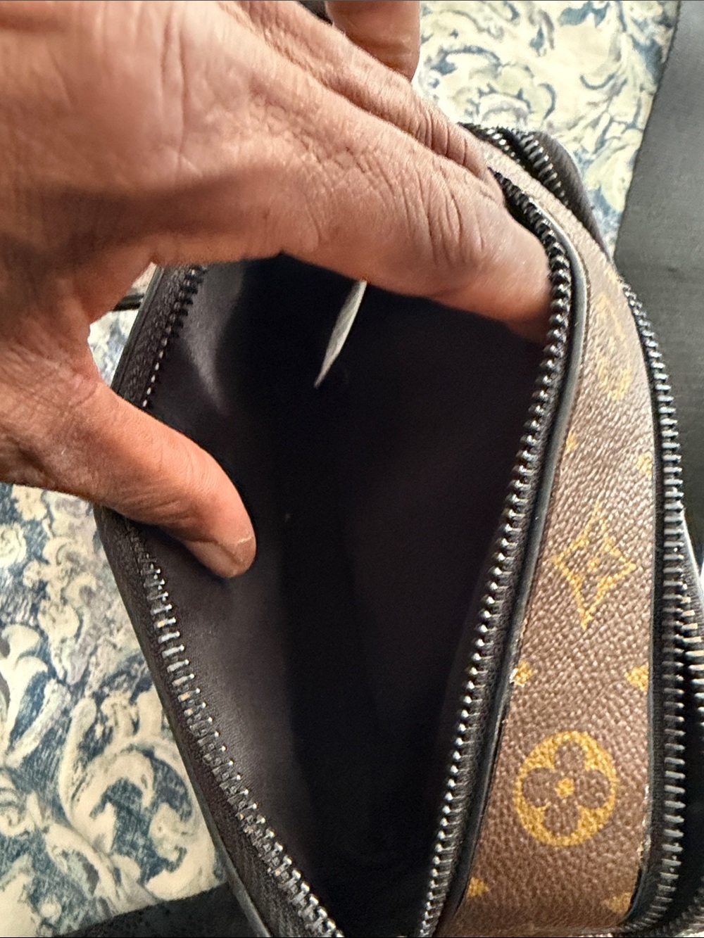 NWOT•Repurposed Mono Black and Brown Mini Crossbody Bag - Picture 7 of 10